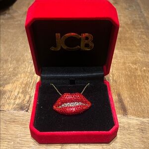 JCB Red Lip Pendant Necklace